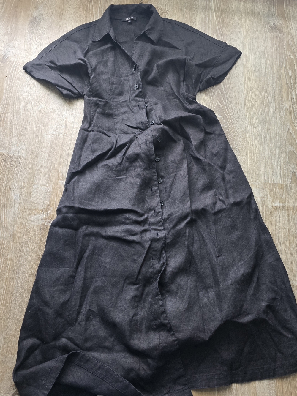 Madewell Black Button-Front Maxi Shirt Dress
